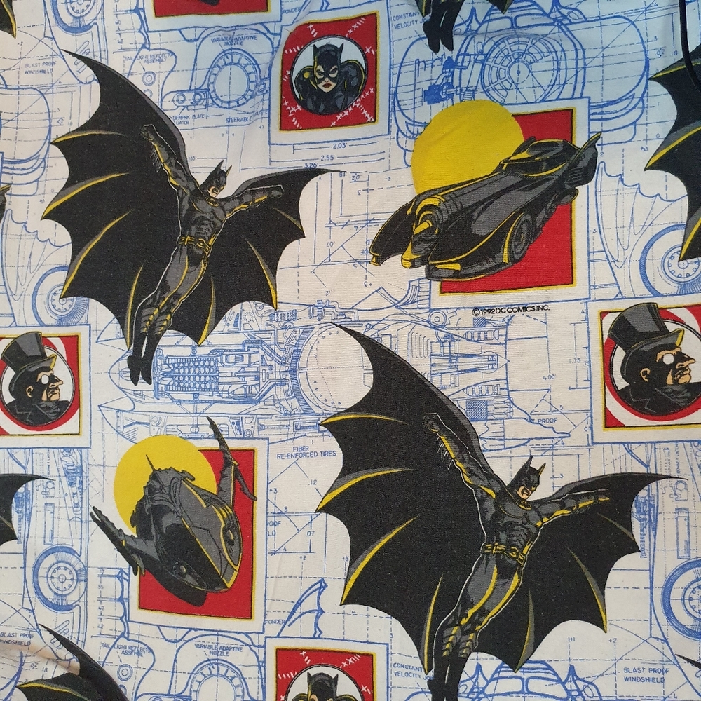 Vintage 1992 BATMAN RETURNS BED SHEET Fabric Flat TWIN